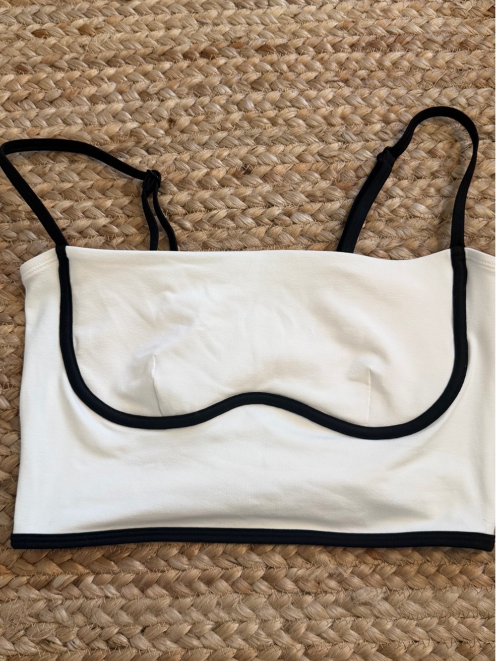 ALO Yoga White Cami with Black Trim